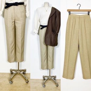 Gold High Waisted Front Pleat Trouser Pants | Vintage